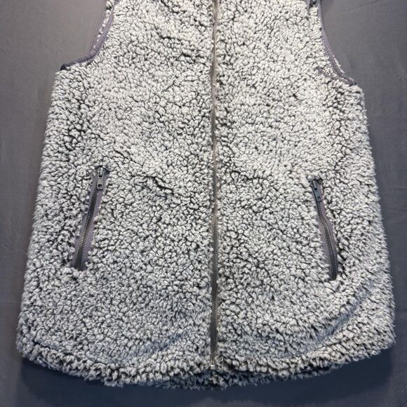 Thread & Supply Vest Womens Small Gray Sherpa Fleece Zip Pockets Cozy Layer - Picture 3 of 9